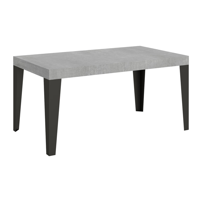 Table extensible 90x160/264 cm Flame Gris Béton cadre Anthracite