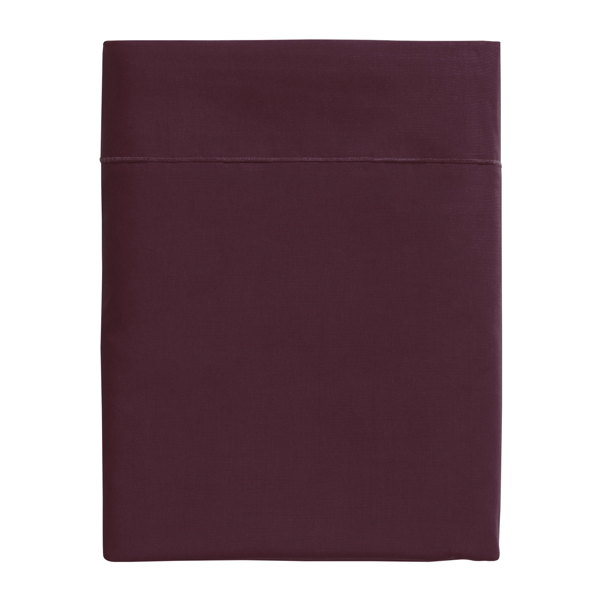 Drap plat uni en percale de coton, ROYAL LINE, Rouge Sangria