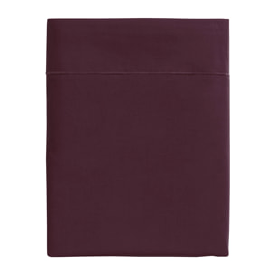 Drap plat uni en percale de coton, ROYAL LINE, Rouge Sangria