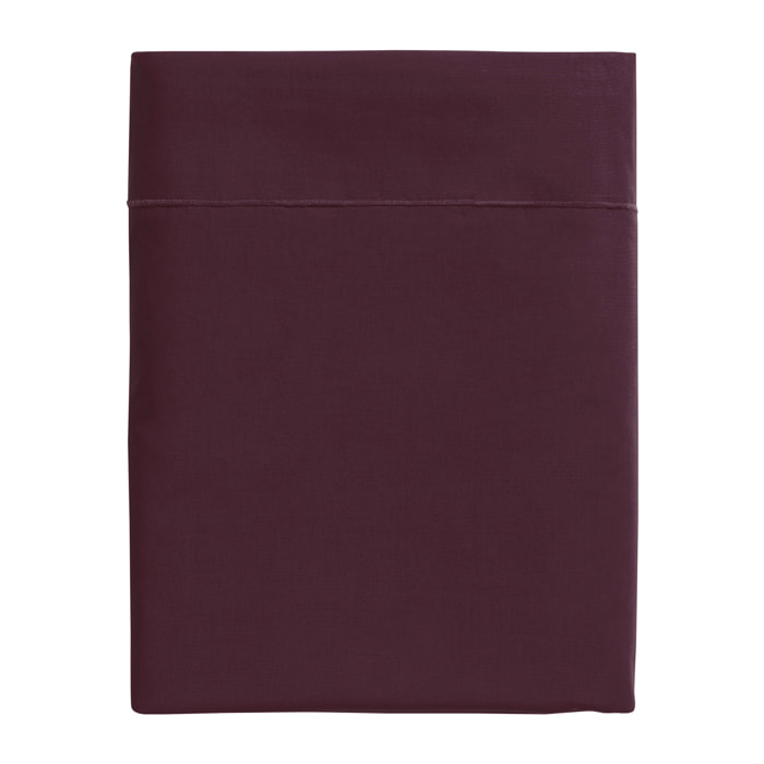 Drap plat uni en percale de coton, ROYAL LINE, Rouge Sangria