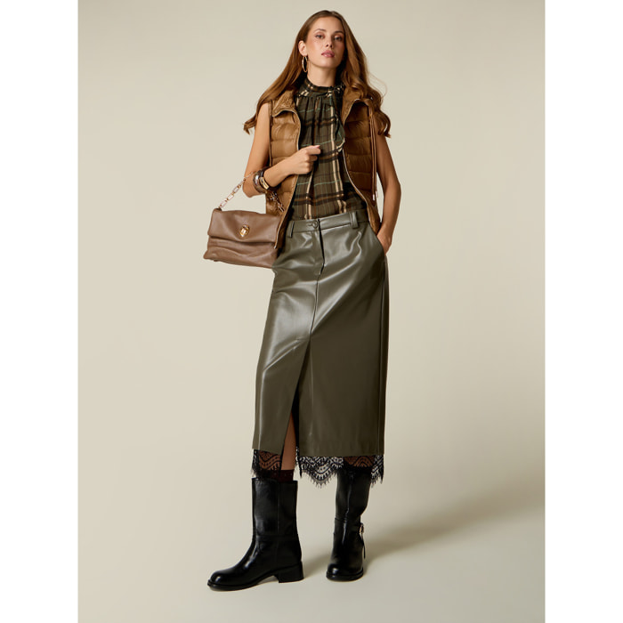 Oltre - Gonna tubino midi con pizzo - Verde militare