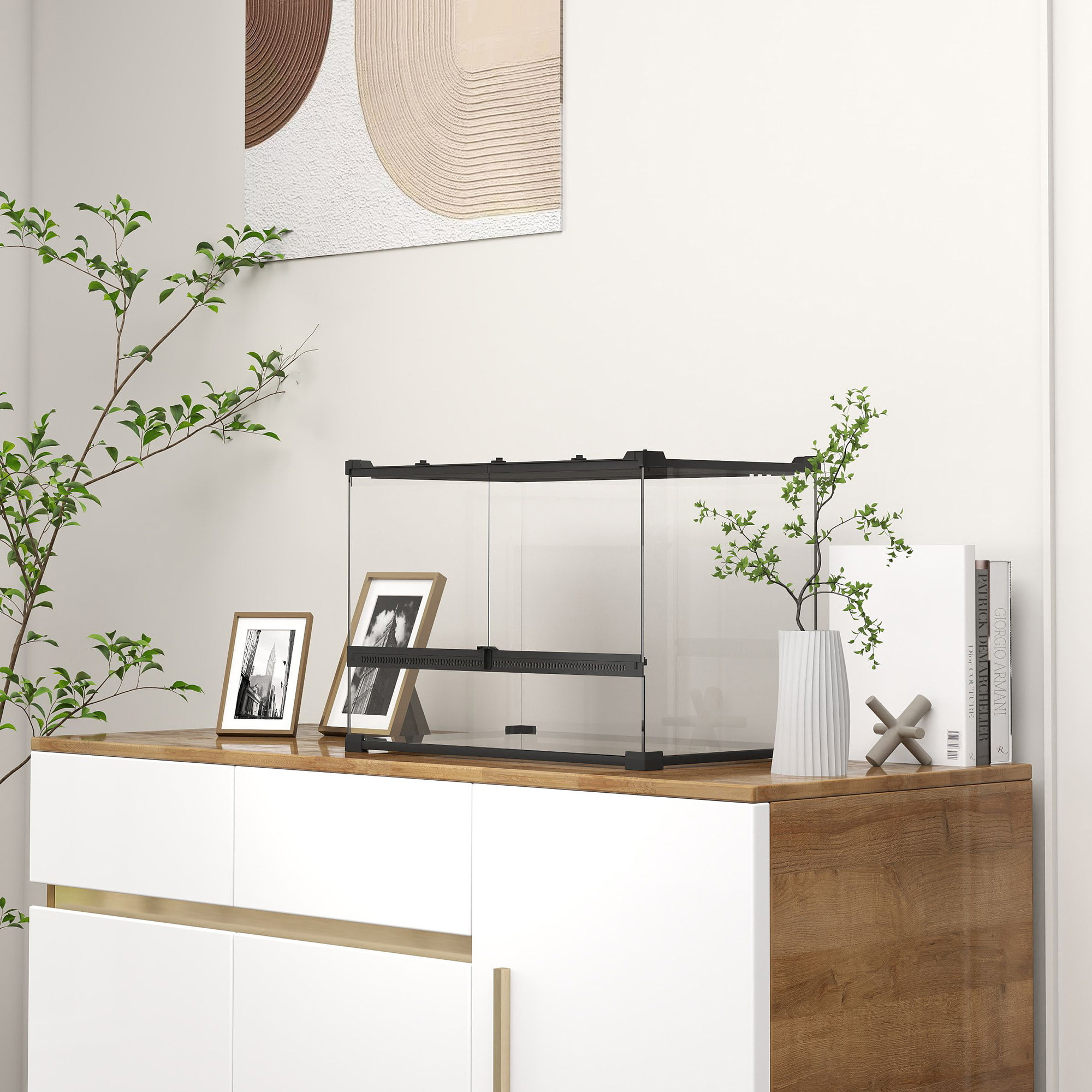 Boîte à reptiles fermeture sécurisée par rotation verre trempé noir