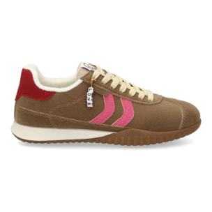Zapatillas Mujer Casual Ante con Cordones y Detalle Sneakers Retro