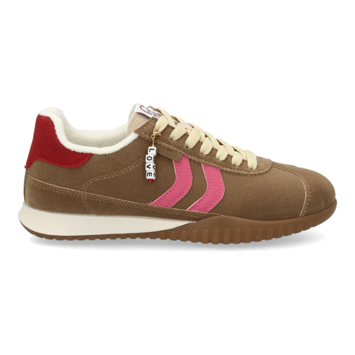 Zapatillas Mujer Casual Ante con Cordones y Detalle Sneakers Retro