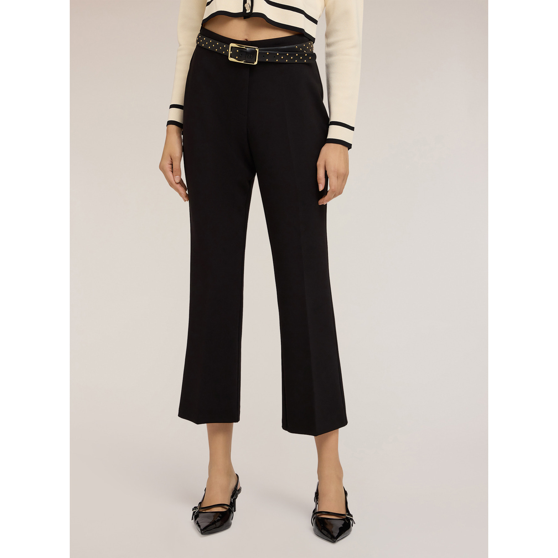 Motivi - Pantaloni kick flare in poliviscosa - Nero