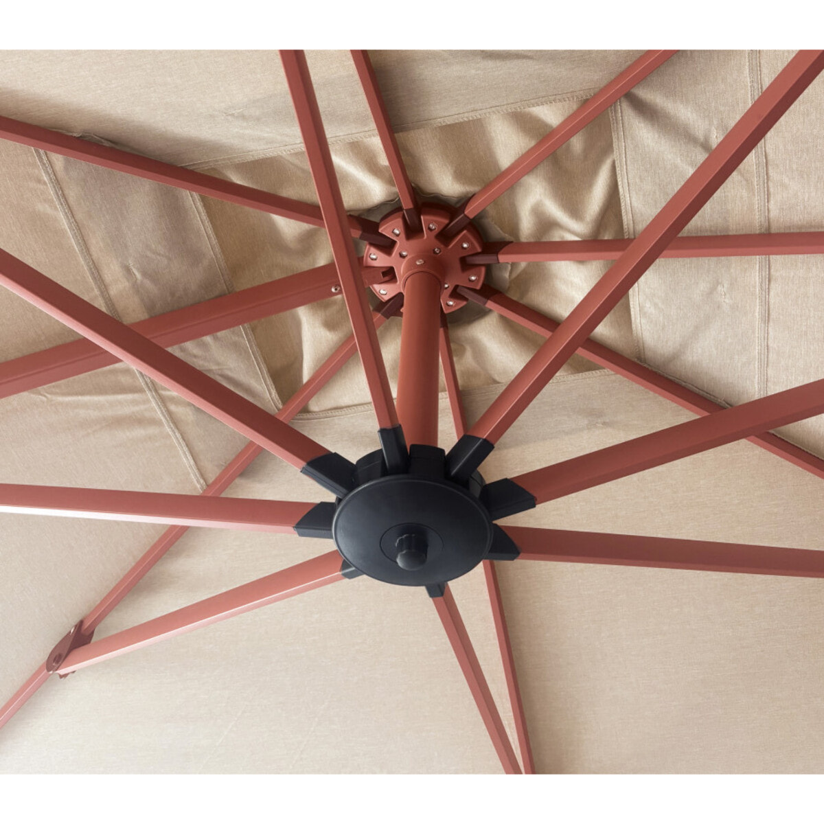 Parasol déporté 3.5x2.6m - terracotta et lin - DIAMANT