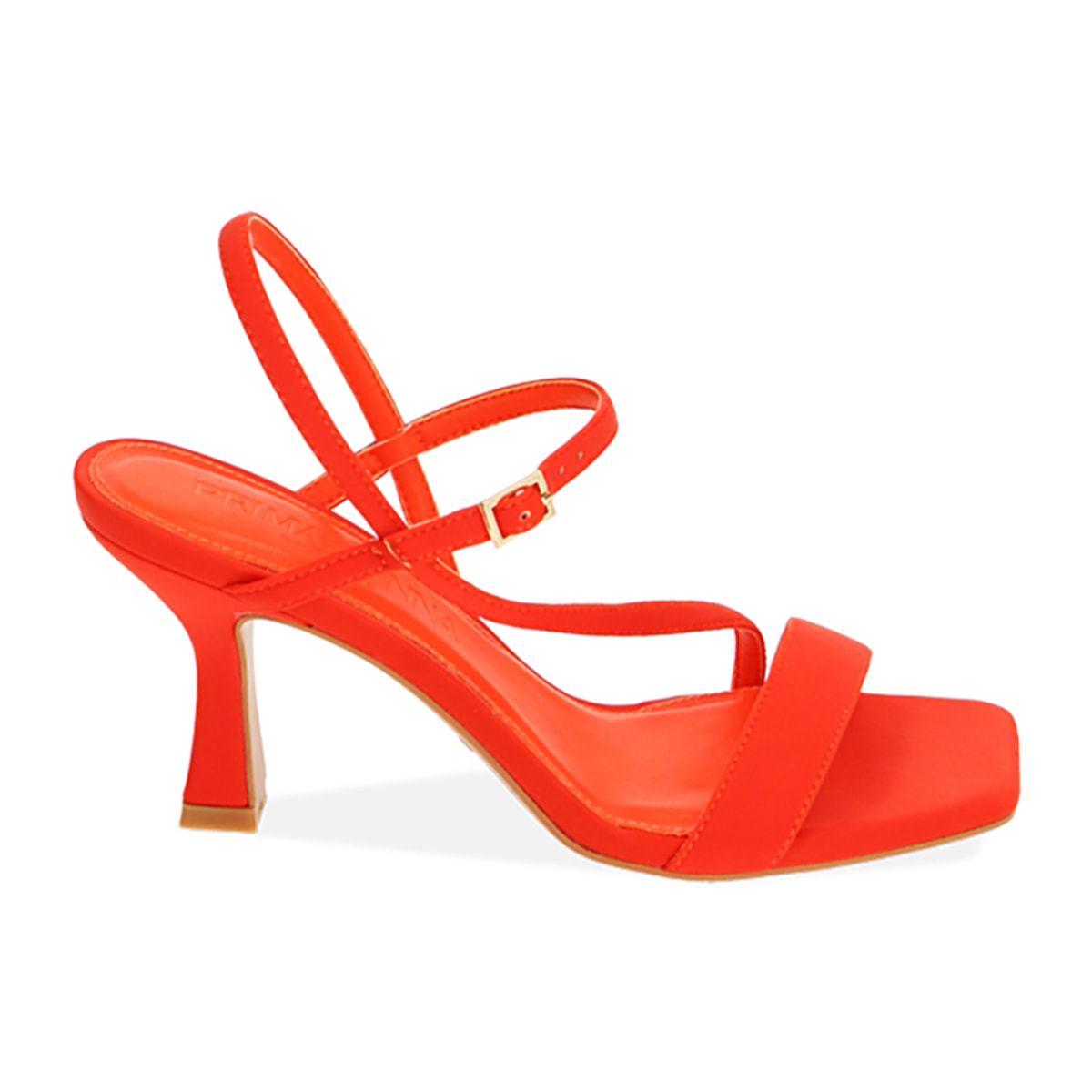 Sandali corallo in lycra, tacco 7,5 cm