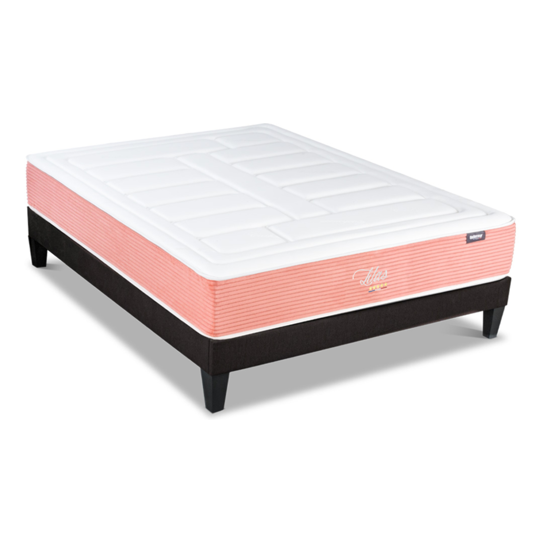 Ensemble Matelas Memoire de forme Lilas avec sommier en bois