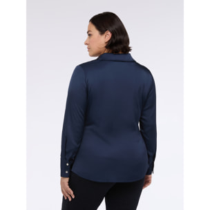 Fiorella Rubino - Camicia scollo a V in raso - Blu