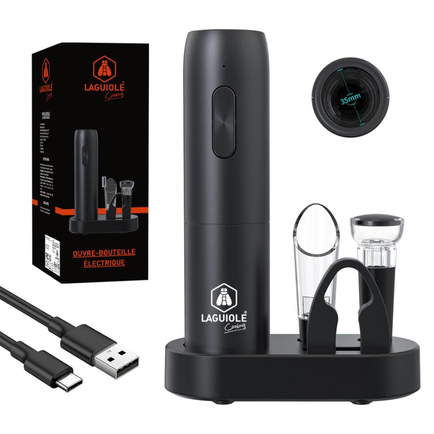 Ouvre-bouteille électrique noir rechargeable