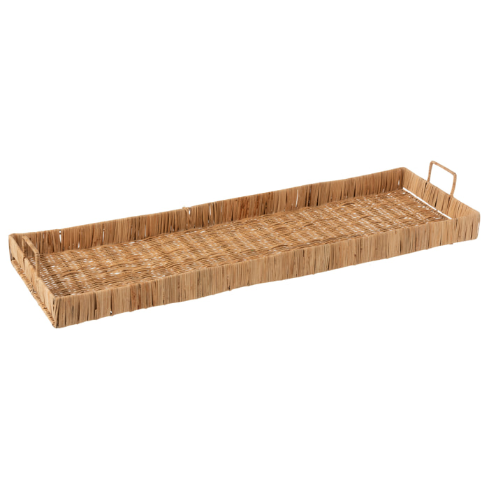 J-Line plateau rectangle rotin - jute - naturel