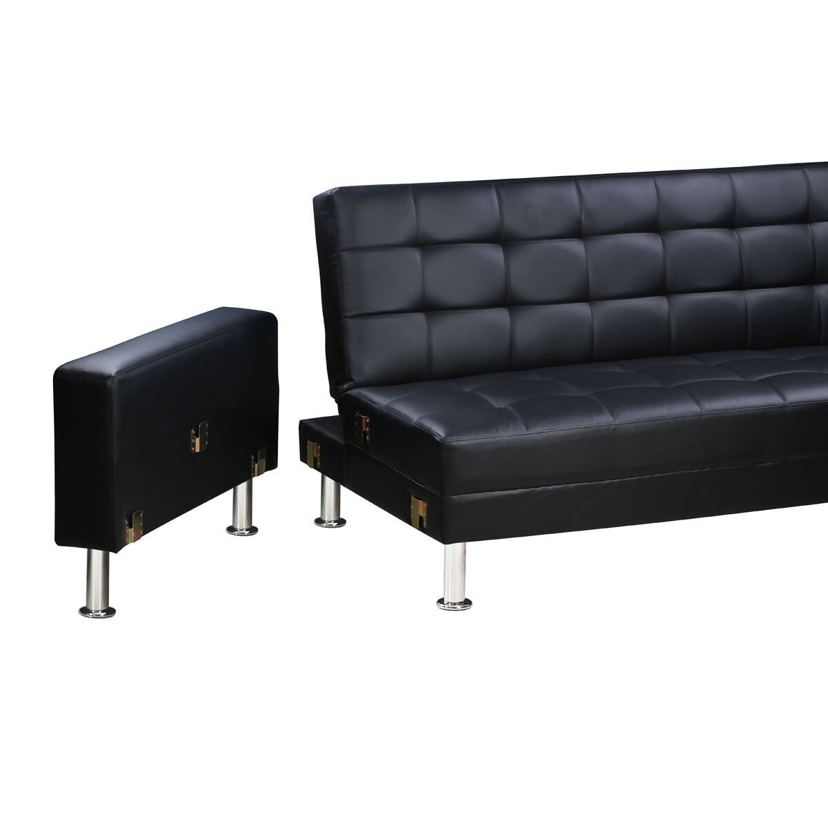 Canapé d'angle convertible et réversible "Theo" - 260 x 82/144 x 81 cm - 4 places - Noir