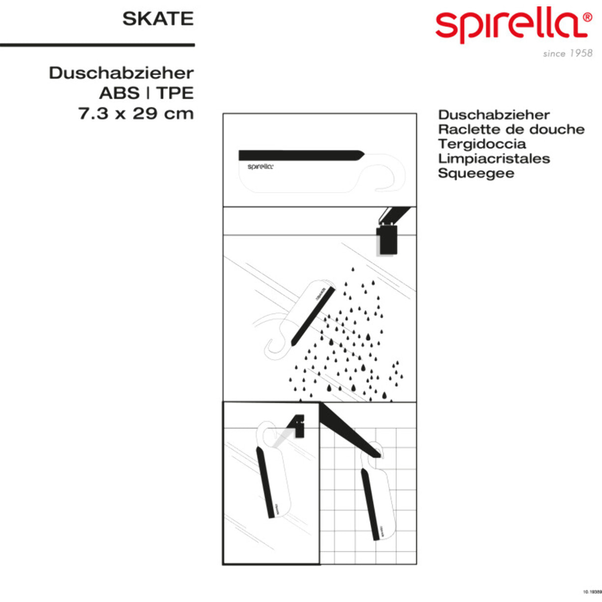 Raclette à vitres ABS SKATE Gris Spirella
