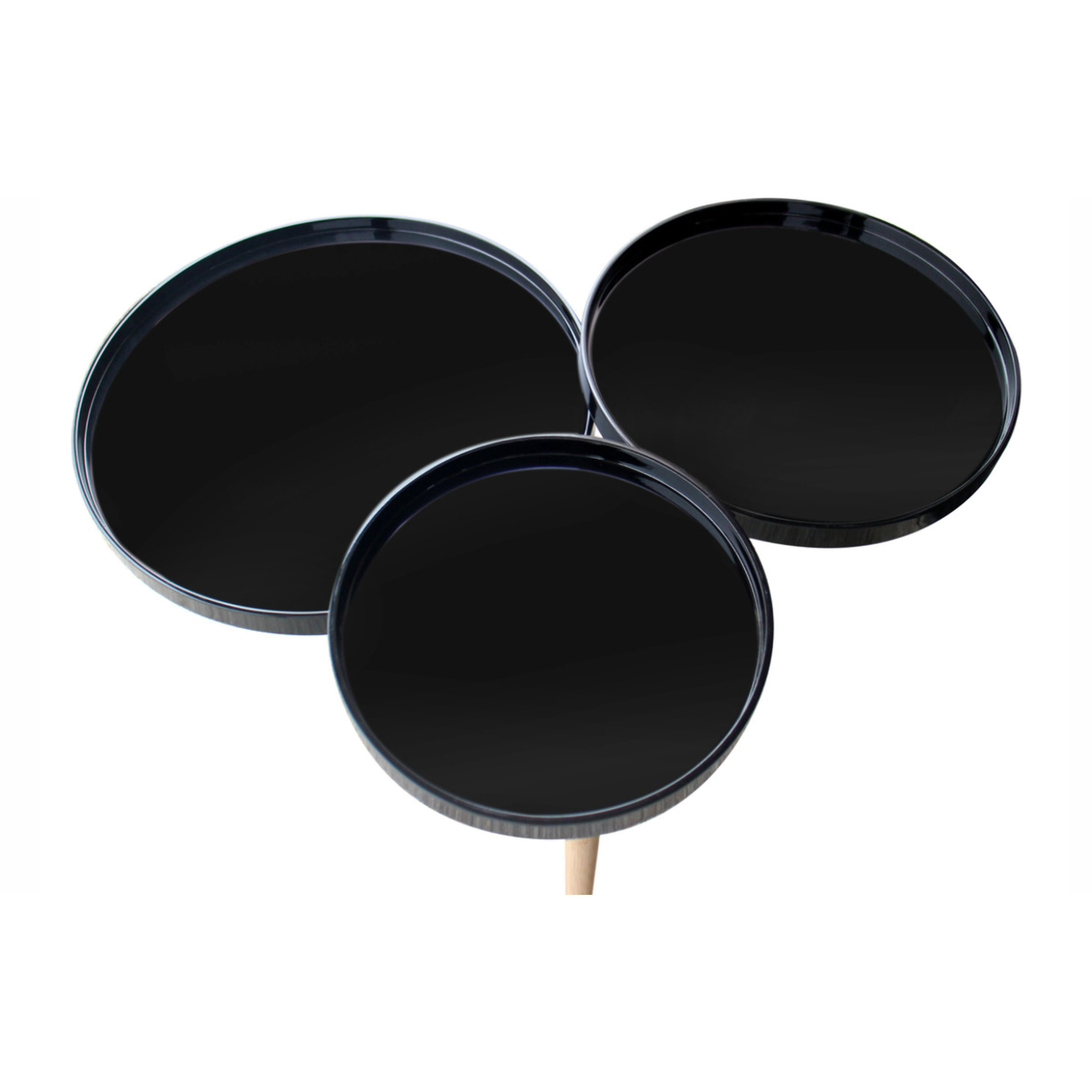 Tavolino di design Butler a 3 ripiani nero e bambù