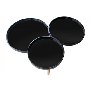 Tavolino di design Butler a 3 ripiani nero e bambù