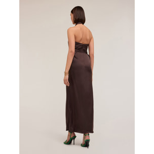 Motivi - Vestito halter in raso lucido - Marrone