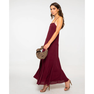 Vestido midi de corte imperio con tirantes