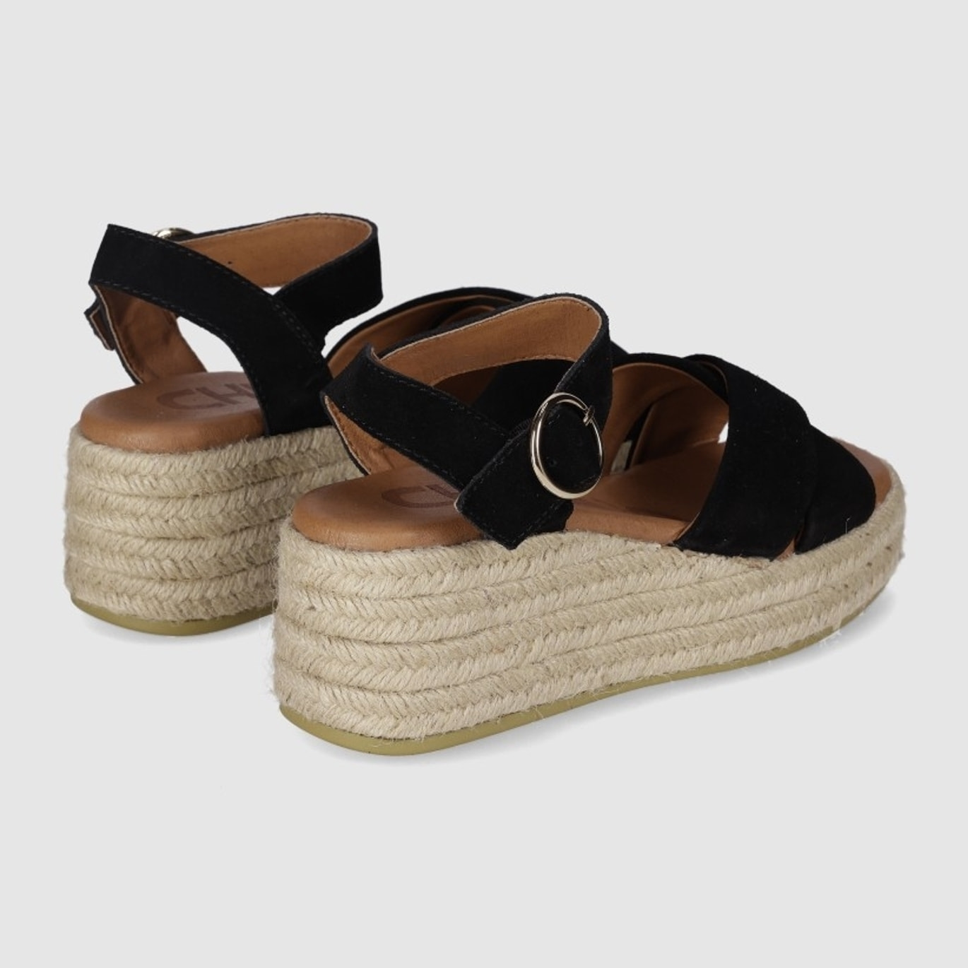 Sandalias de Serraje - Negro - Tacón: 6 cm