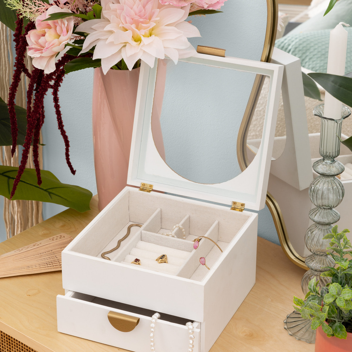 Boîte à bijou "Wild" bois blanc 20x20cm