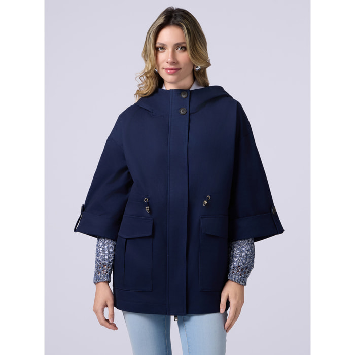 Oltre - Oversized cotton parka with hood - Azul