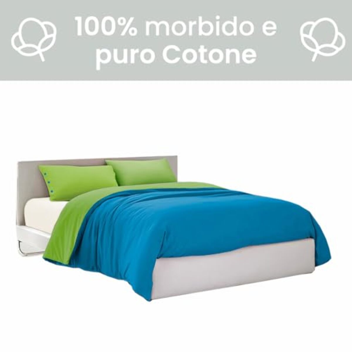 Intrecci Parure Copripiumino Bicolore 100% Cotone 200x240, Piazza e Mezza