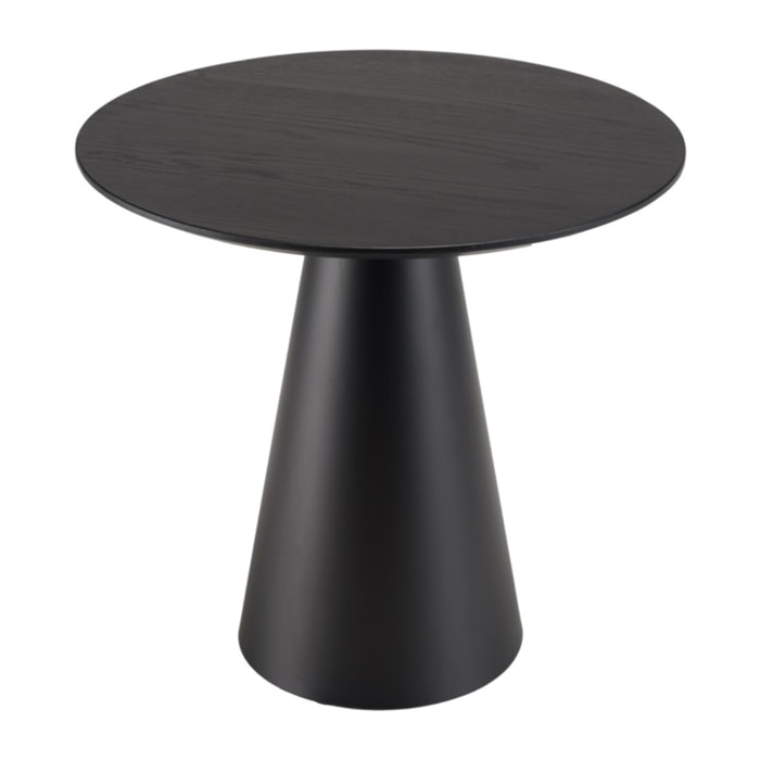 DALY - Table d'appoint ronde noire 50x50cm pied conique métal
