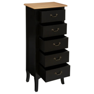 Chiffonnier "Chrysa" noir 5 tiroirs