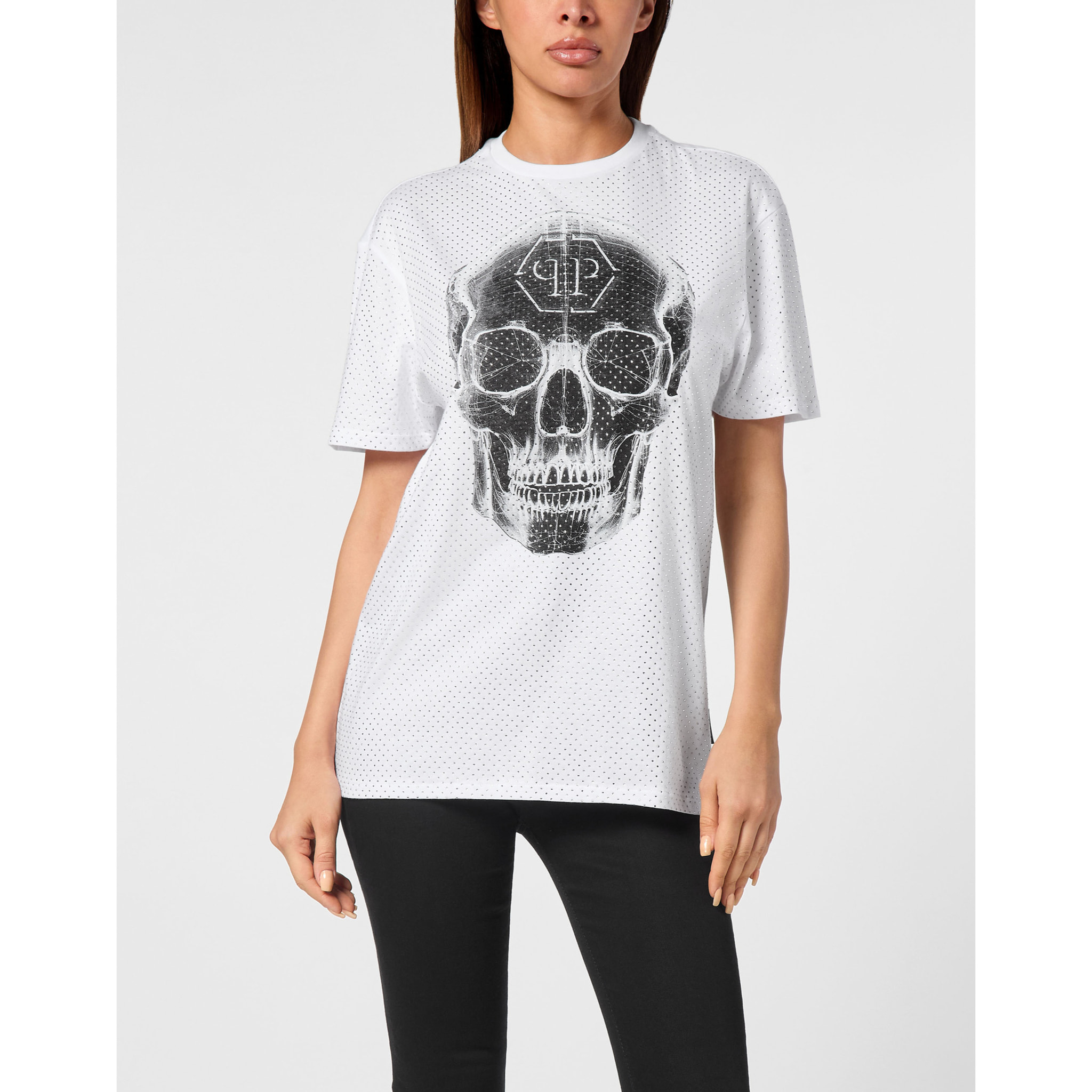 PHILIPP PLEIN Camiseta de corte masculino SKULL