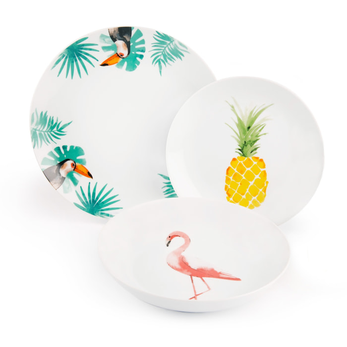 Servizio piatti 18 pezzi Excelsa – Tropical, Porcellana Multicolore