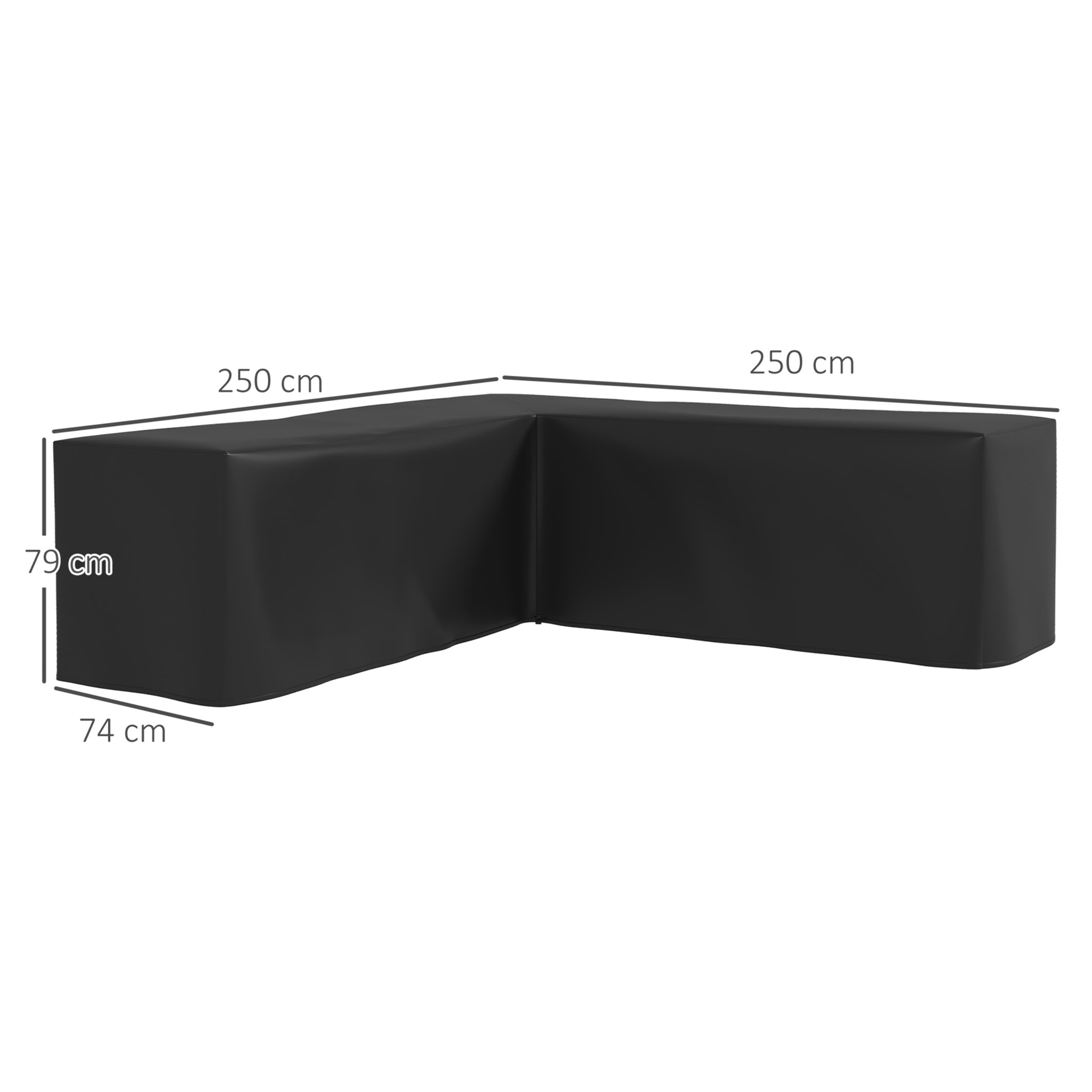 Housse de protection salon de jardin d'angle - imperméable, anti-UV - dim. 250L x 250l x 79H cm - noir