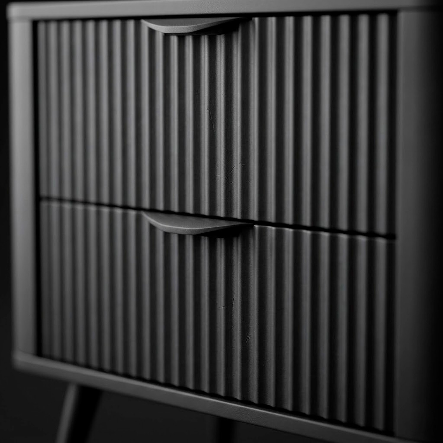 Comodino Moderno Elegante Con 2 Cassetti Capienti e Piedini Alti Camera Da Letto 63.2 x 38 x 55.3 cm Nero