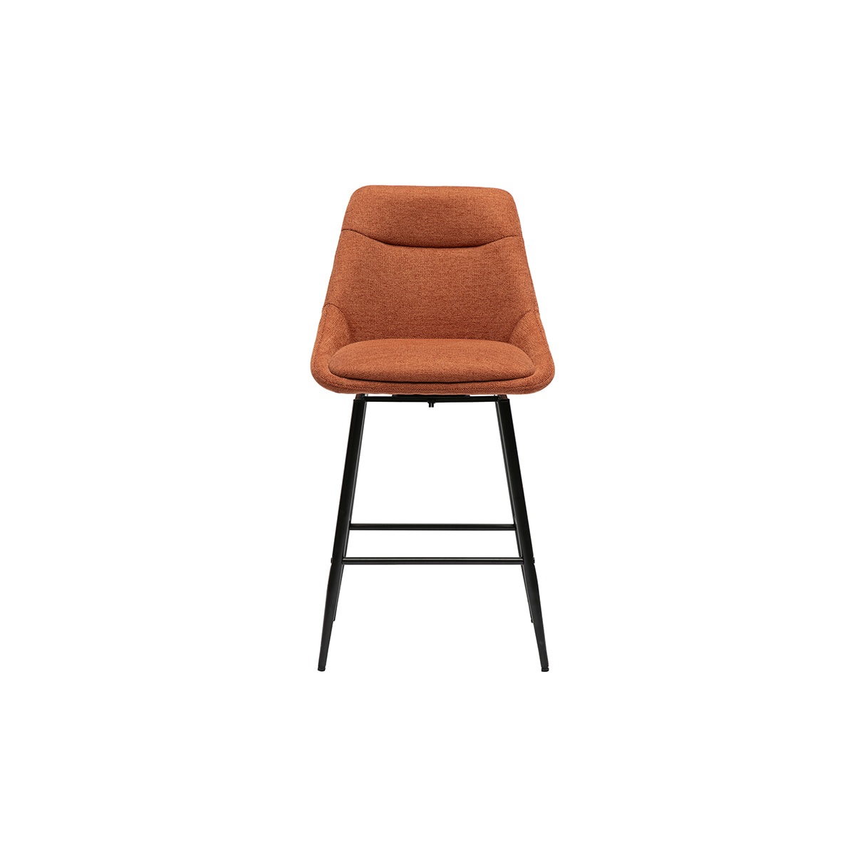 Tabourets de bar pivotants 360° en tissu effet velours texturé terre brûlée et métal H66 cm (lot de 2) ALESS