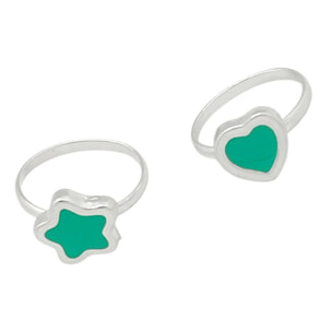 Pareja anillos Colors en plata 10µm y color verde