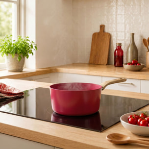 Lot de 3 casseroles revêtement céramique magenta -  tous feux COLORAMA