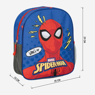 Mochila infantil de spiderman - color azul - cierre de cremallera - 25x20x29 cm - mochila escolar - asas acolchadas