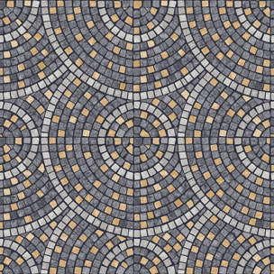 Papier peint mosaïque cercles gris et or