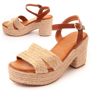 Sandalias de Cuña - Beige - Altura: 7 cm