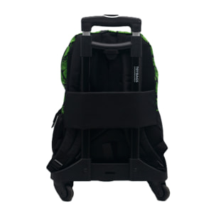 Zaino Primario Minecraft Cubes doppio scomparto + carrello con protezione laterale e stopper frontale, 4 ruote multidirezionali.