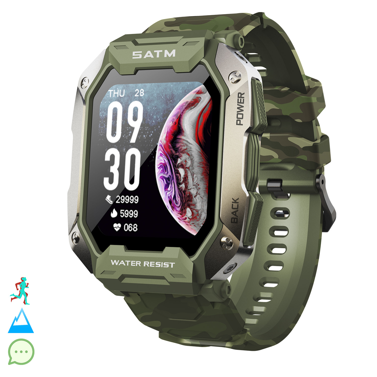 Smartwatch C20 sumergible, pantalla de 1,7 pulgadas y 24 modos deportivos. Monitor cardiaco y de O2.