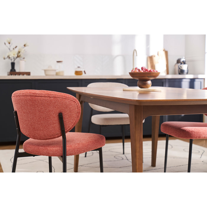 Chaises en tissu effet velours texturé terracotta et métal noir (lot de 2) BREKA