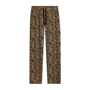 Pantaloni straight leg in viscosa stampa animalier