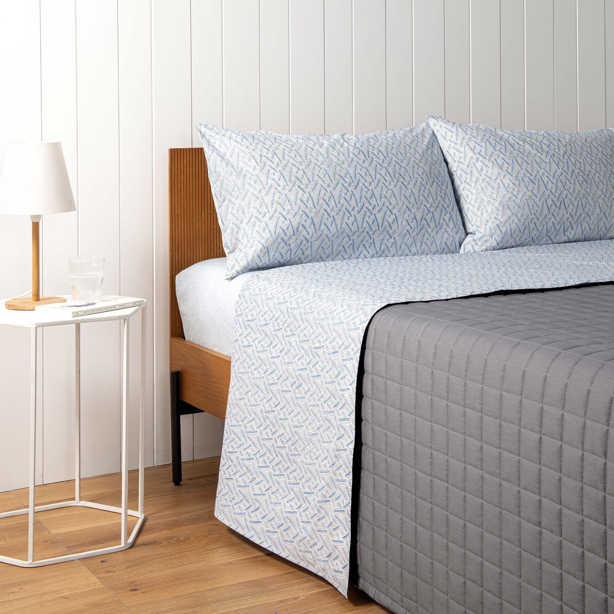 ZUCCHI Completo Letto Matrimoniale 100% Cotone di Alta Qualità_Elettra Azzurra