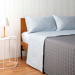 ZUCCHI Completo Letto Matrimoniale 100% Cotone di Alta Qualità_Elettra Azzurra