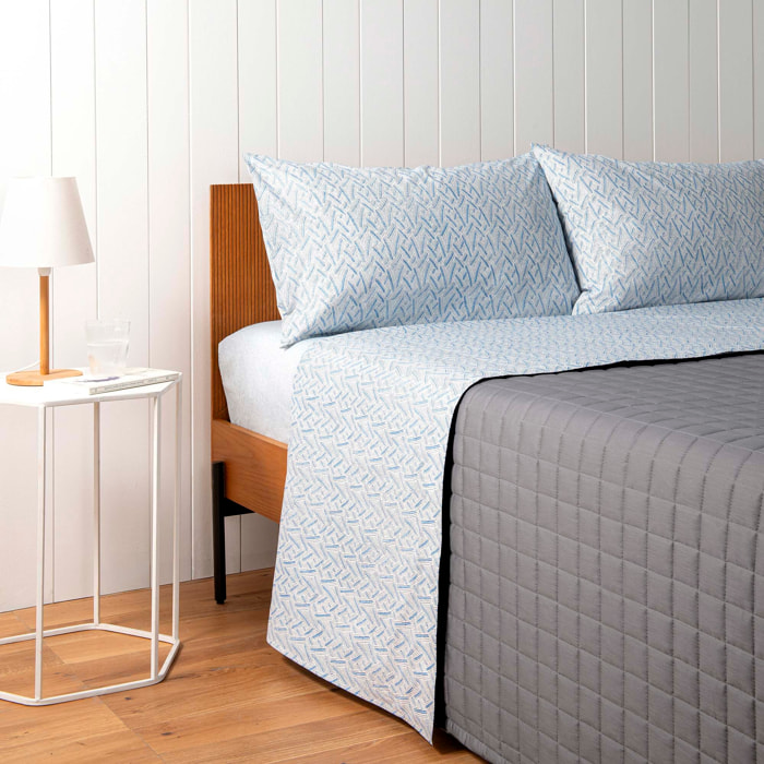 ZUCCHI Completo Letto Matrimoniale 100% Cotone di Alta Qualità_Elettra Azzurra