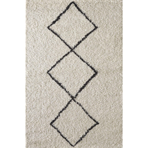 ASMA - Tapis shaggy à poils longs, motif berbère crème