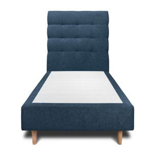 Lit avec tête de lit capitonnée tissu et sommier tapissier Ep20