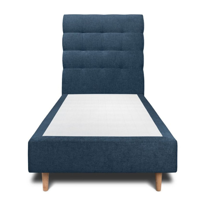 Lit avec tête de lit capitonnée tissu et sommier tapissier Ep20