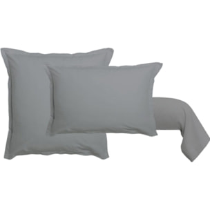 Lot de 2 taies Volant Plat Pique Gris clair