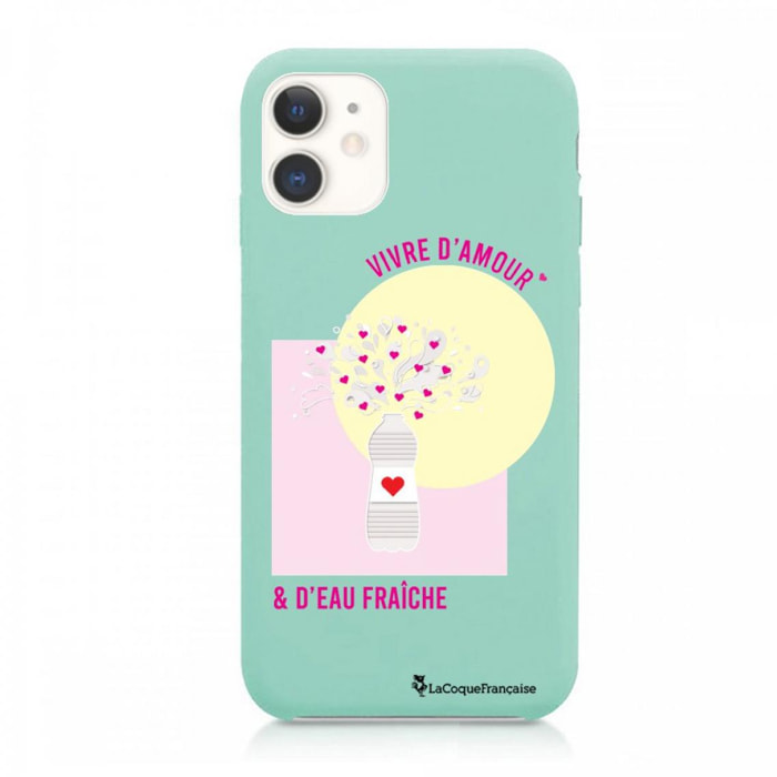 Coque iPhone 11 Silicone Liquide Douce vert pâle Vivre D'amour et D'eau fraîche La Coque Francaise.