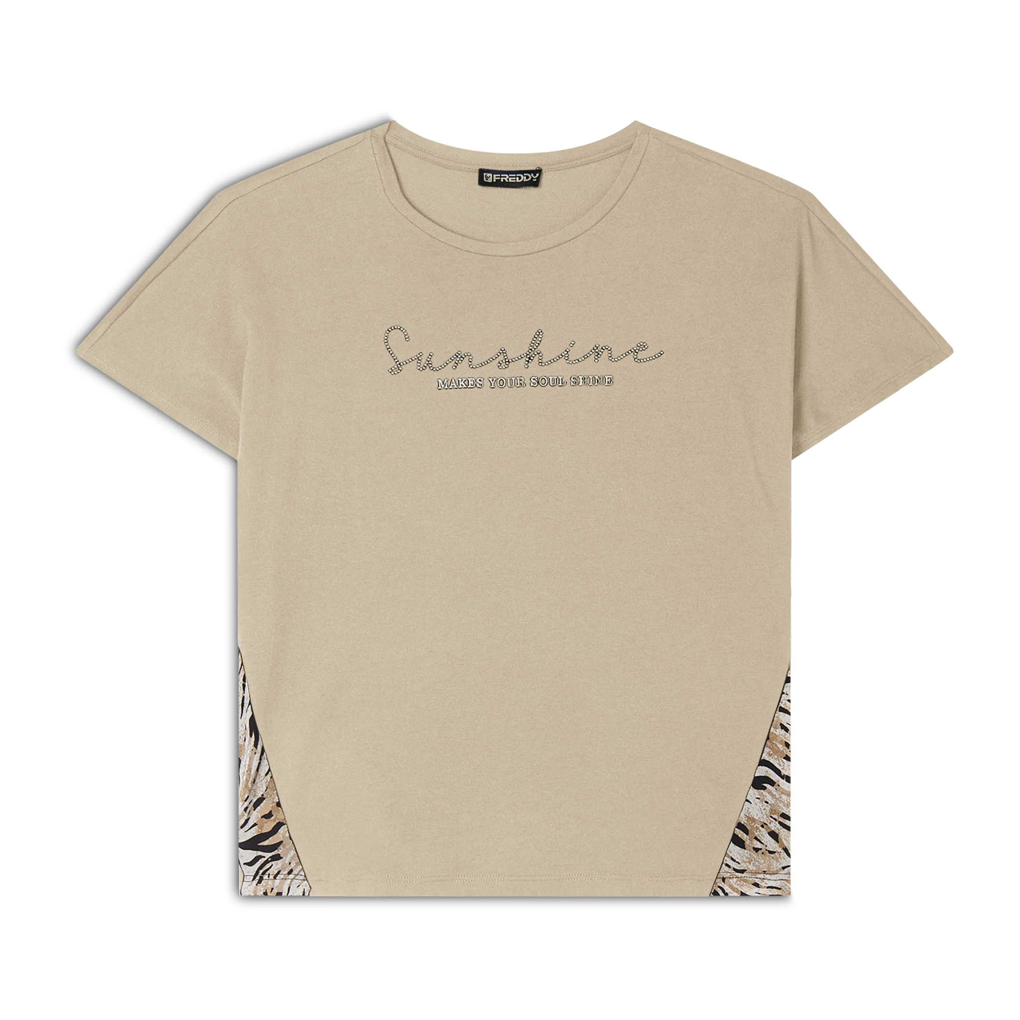 T-shirt maniche a kimono con stampa fantasia sui fianchi